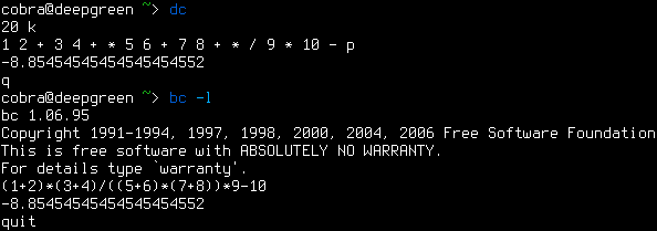 Comparison of dc and bc